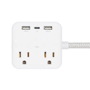2-Outlet Extension Cord with PD 20W USB-C and Dual USB-A Ports