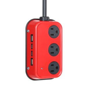 Retro Metal Power Strip with 3 Outlets and 4 USB Ports