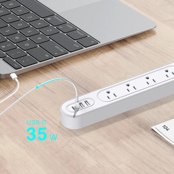 4 Outlet Surge Protector with 4 USB Ports - Image 2