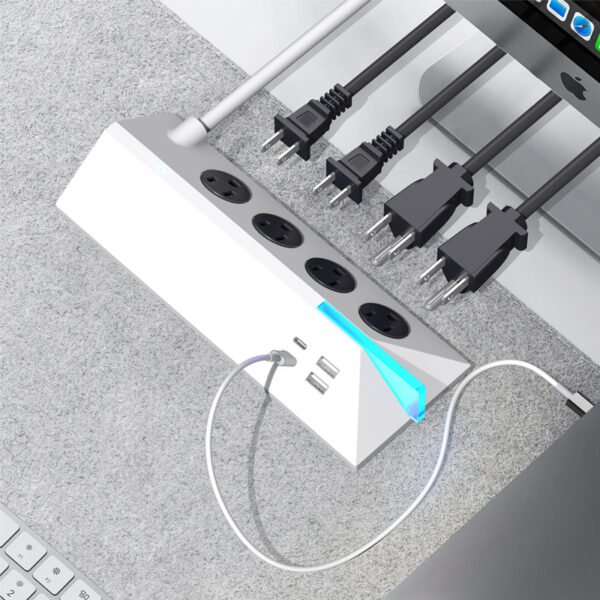 Glowing Acrylic Power Hub with 4 Outlets and 4 USB Charging Ports - Image 2