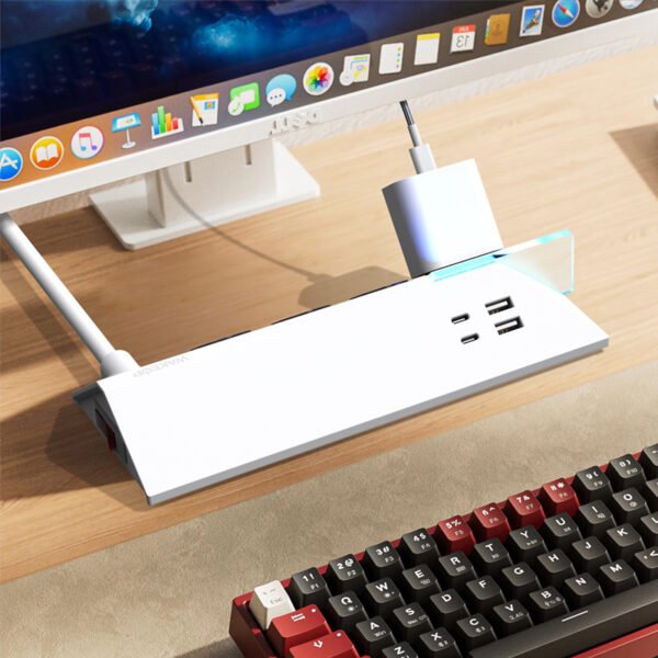 Glowing Acrylic Power Hub with 4 Outlets and 4 USB Charging Ports - Image 3